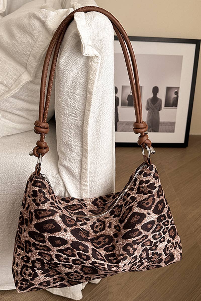 ....1216 Vintage Leopard Faux Suede Shoulder Bag SI-29023