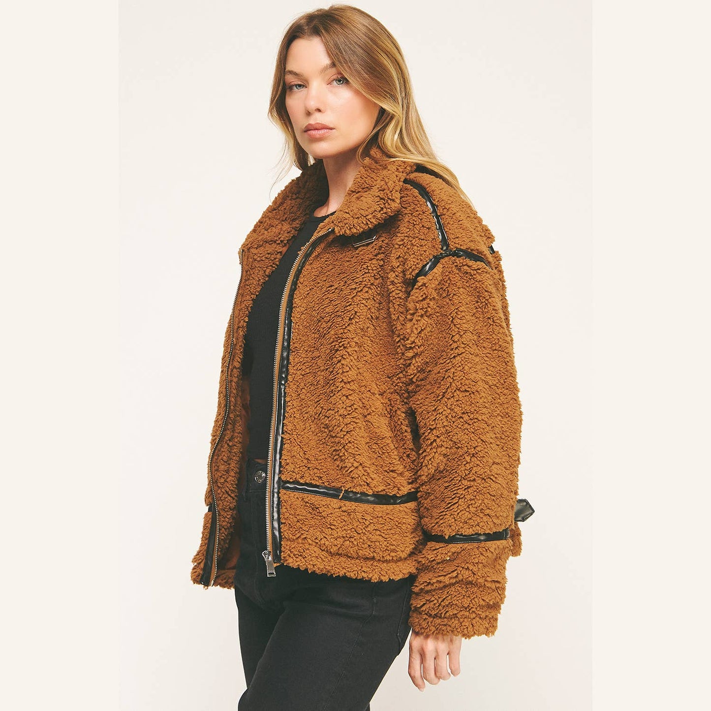 DEVIN FAUX SHEARLING AVIATOR JACKET