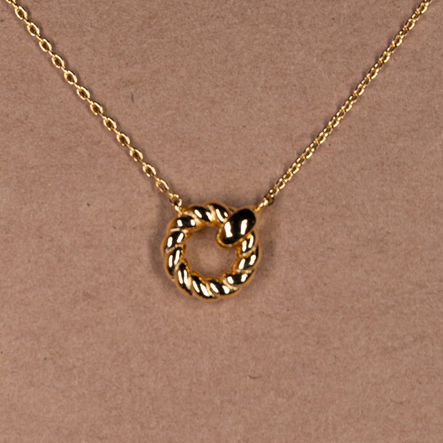 Gold Dipped Twisted Hoop Pendant Necklace