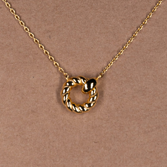 Gold Dipped Twisted Hoop Pendant Necklace