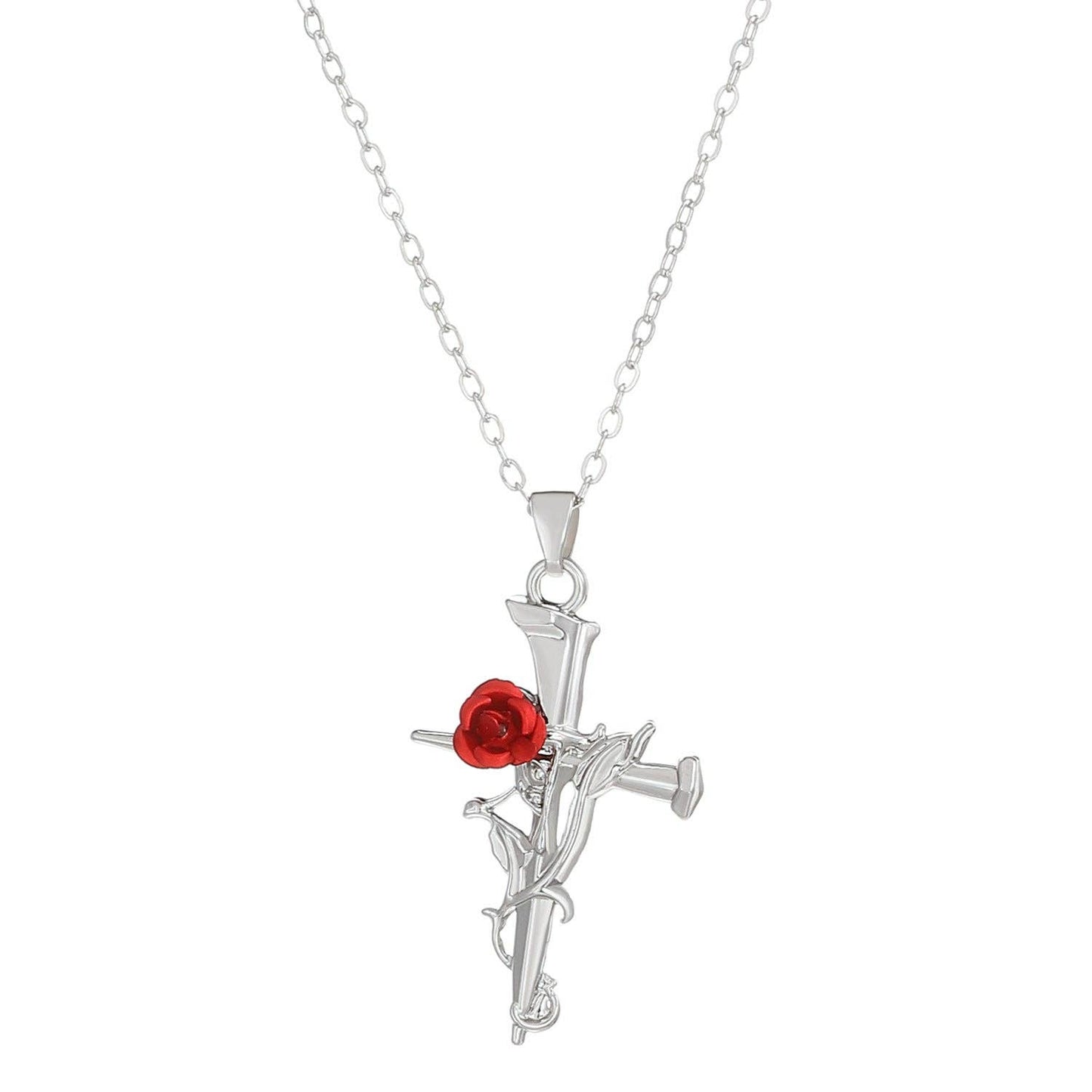 Gothic Heart Rose Flower Necklace for Women