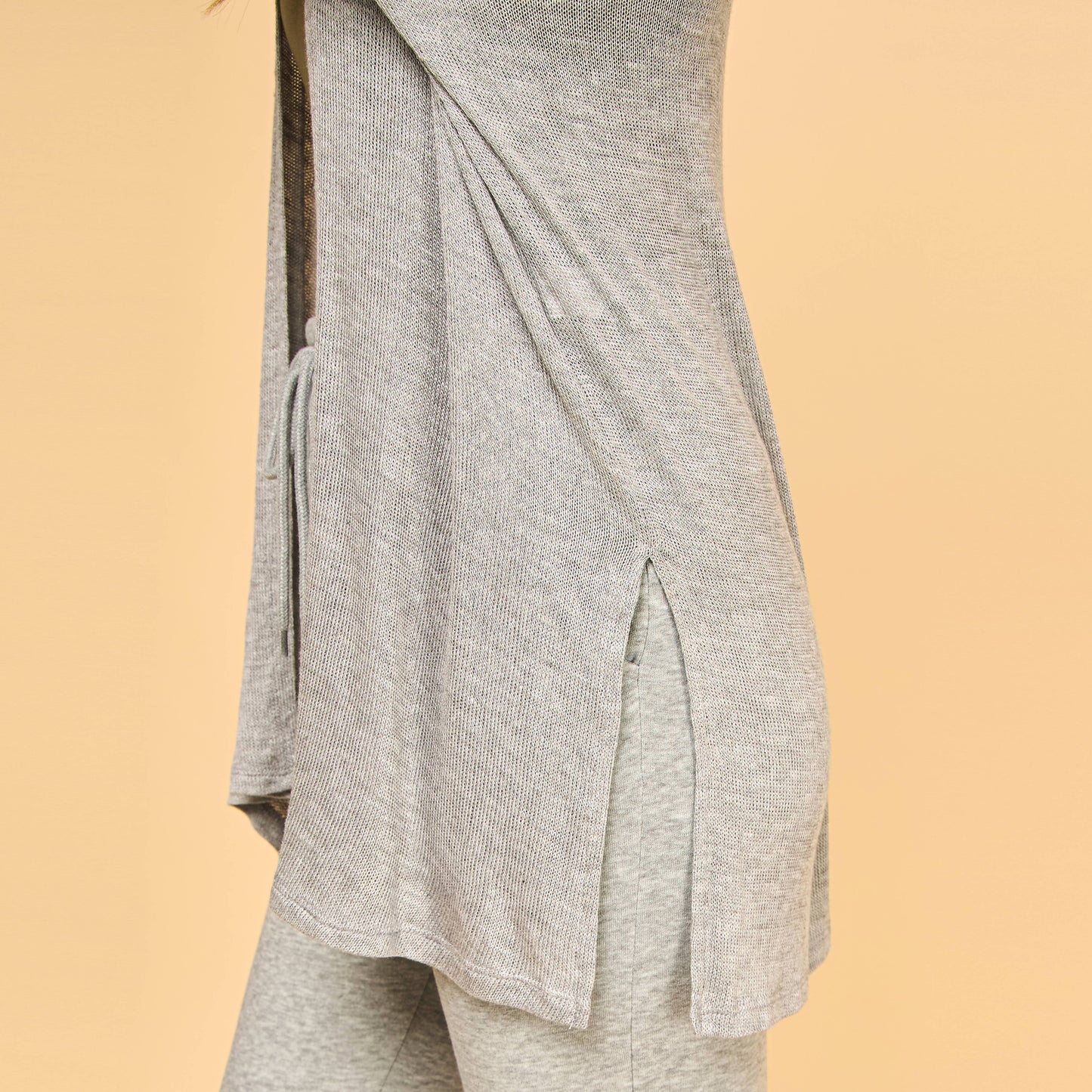 SLUBBED HACCI MIDI LONG SLEEVE DUSTER W/SIDE SLITS-F76353