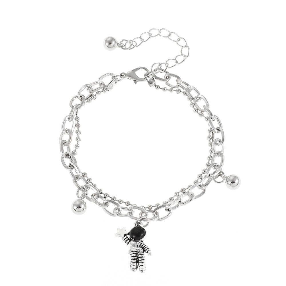 French Vintage Double Layer Bracelet for Women with Geometric Design