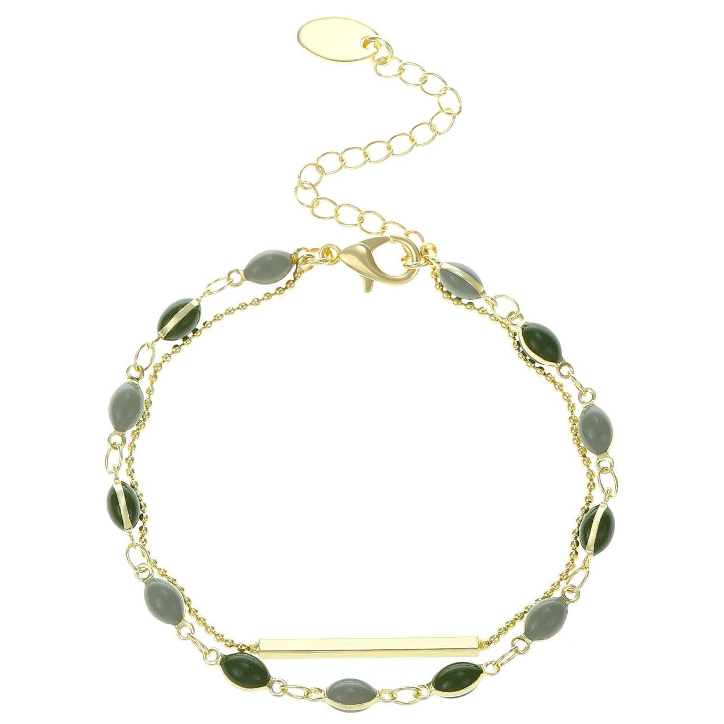 French Vintage Double Layer Bracelet for Women with Geometric Design