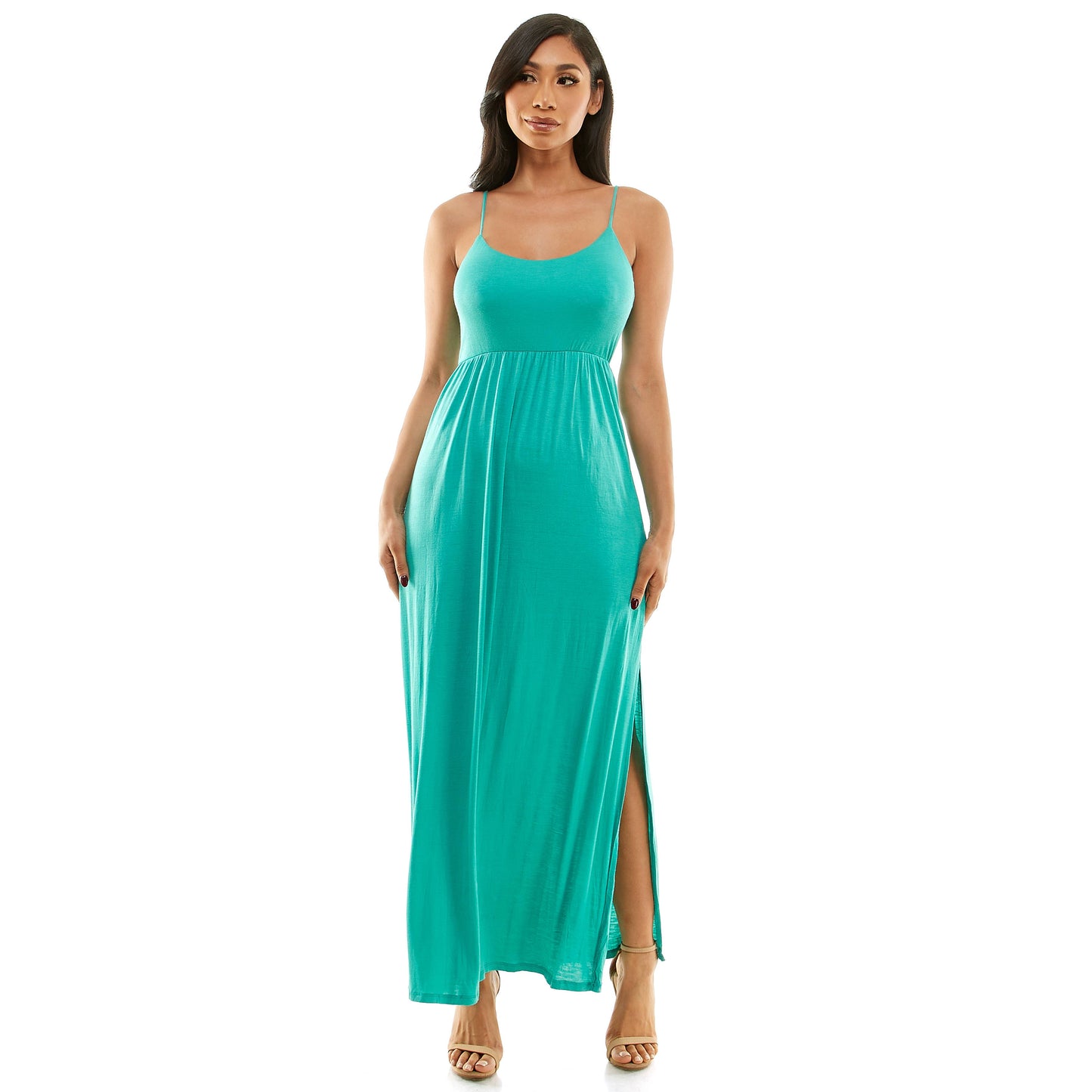 SPAGHETTI STRAP EMPIRE WAIST MAXI DRESS