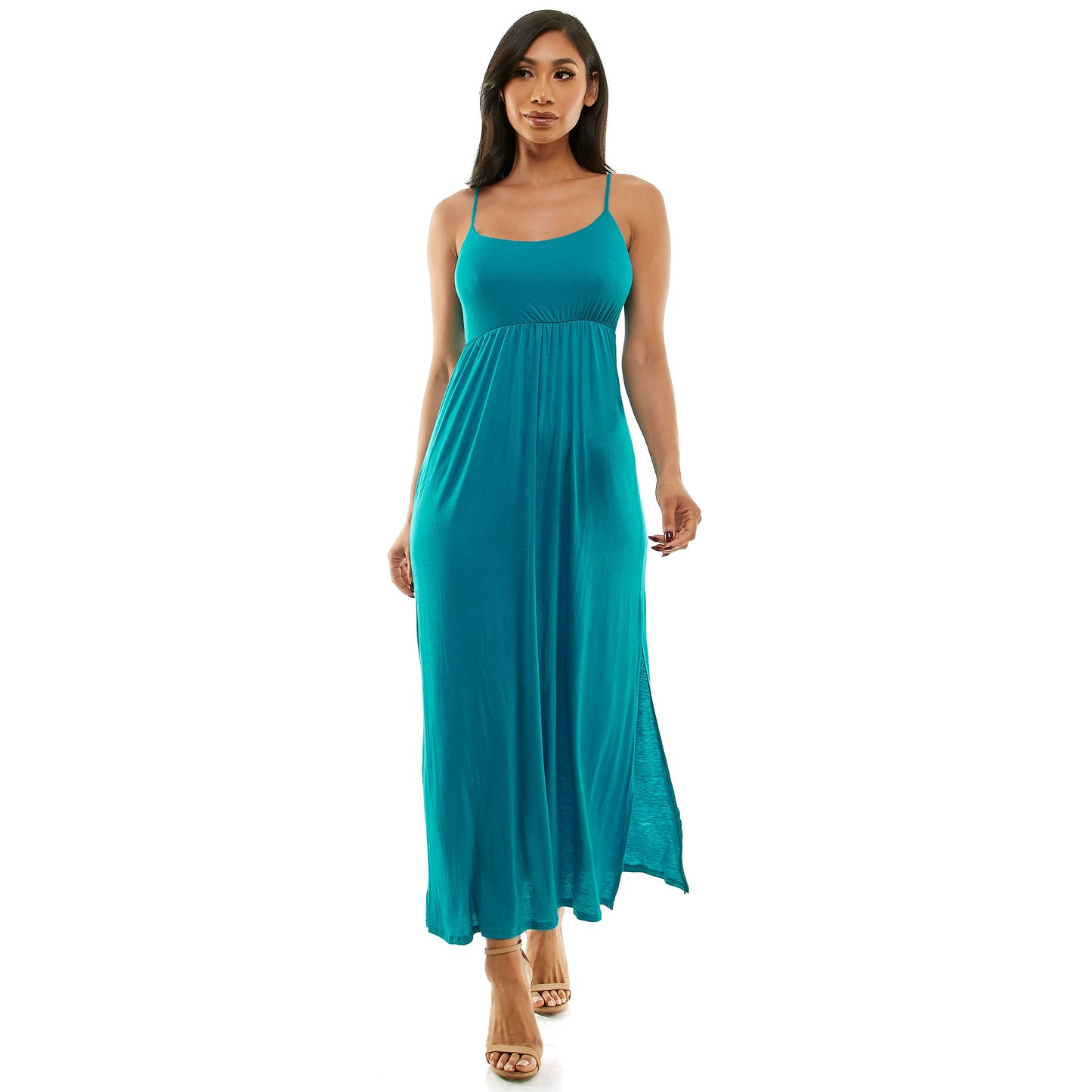 SPAGHETTI STRAP EMPIRE WAIST MAXI DRESS