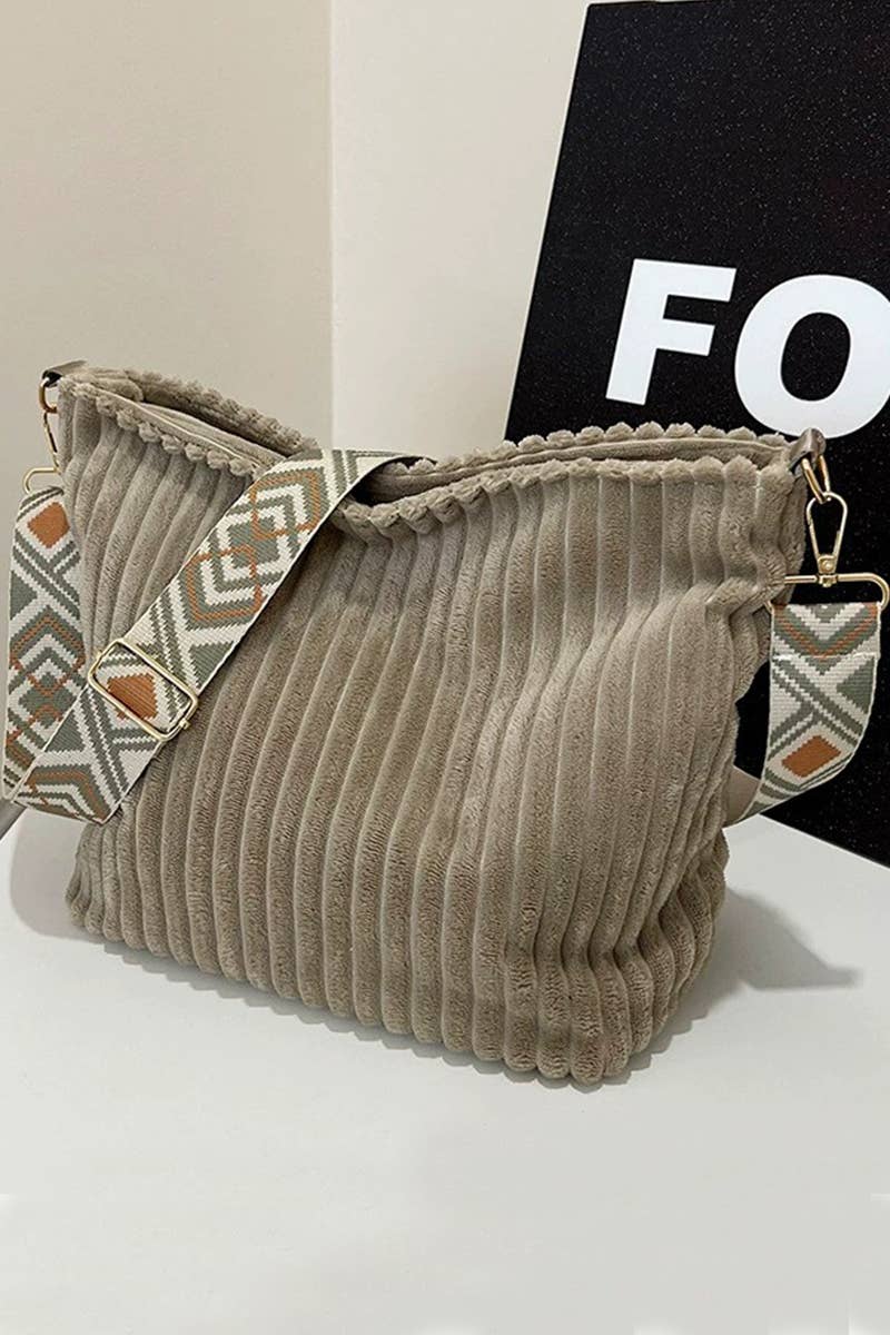 `.0806 Corduroy Tote Bag With Guitar Shoulder Strap SI-28151