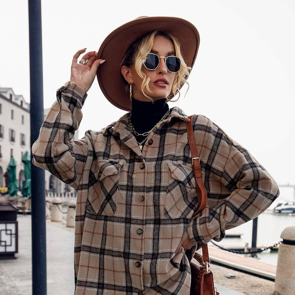 Plaid Drop Shoulder Shacket