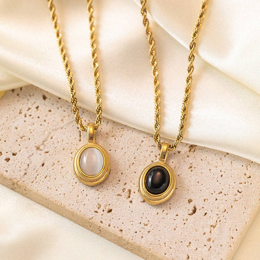 Gemstone Vintage Twist Chain Necklace DPJN0918
