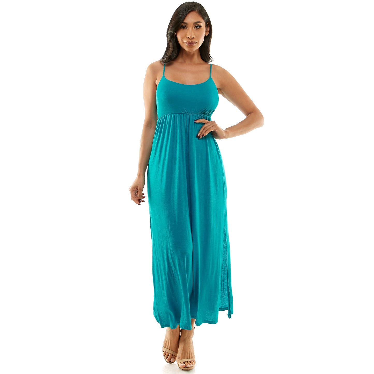 SPAGHETTI STRAP EMPIRE WAIST MAXI DRESS