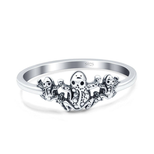 925 Sterling Silver Frogs Ring