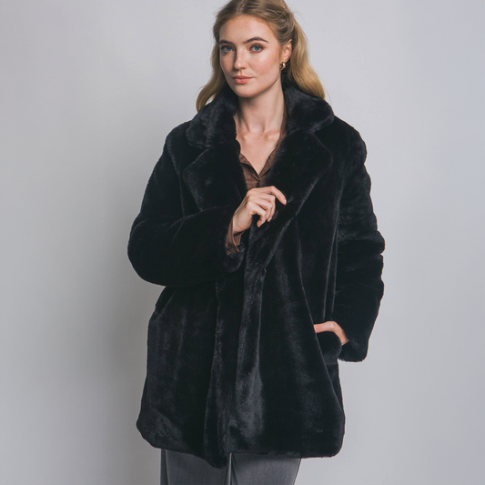 Long Sleeve Faux Fur Coat