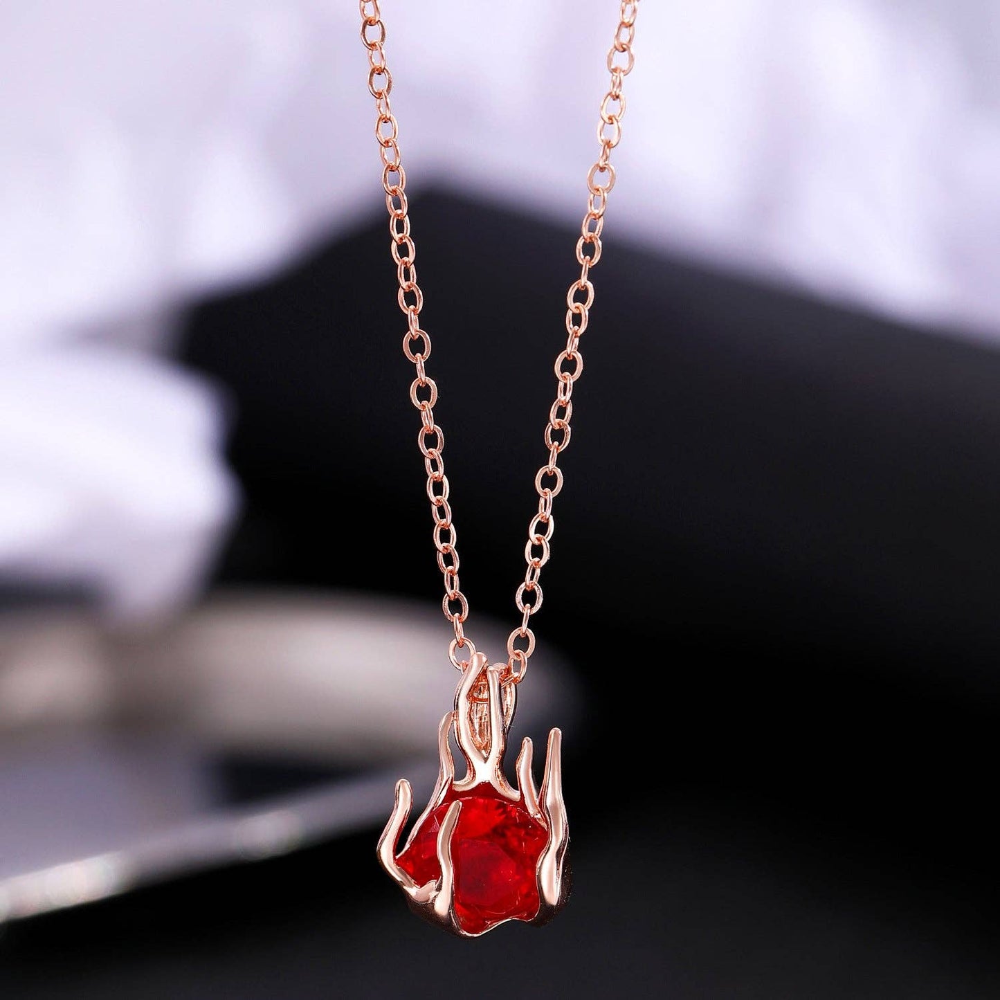 Gothic Heart Rose Flower Necklace for Women
