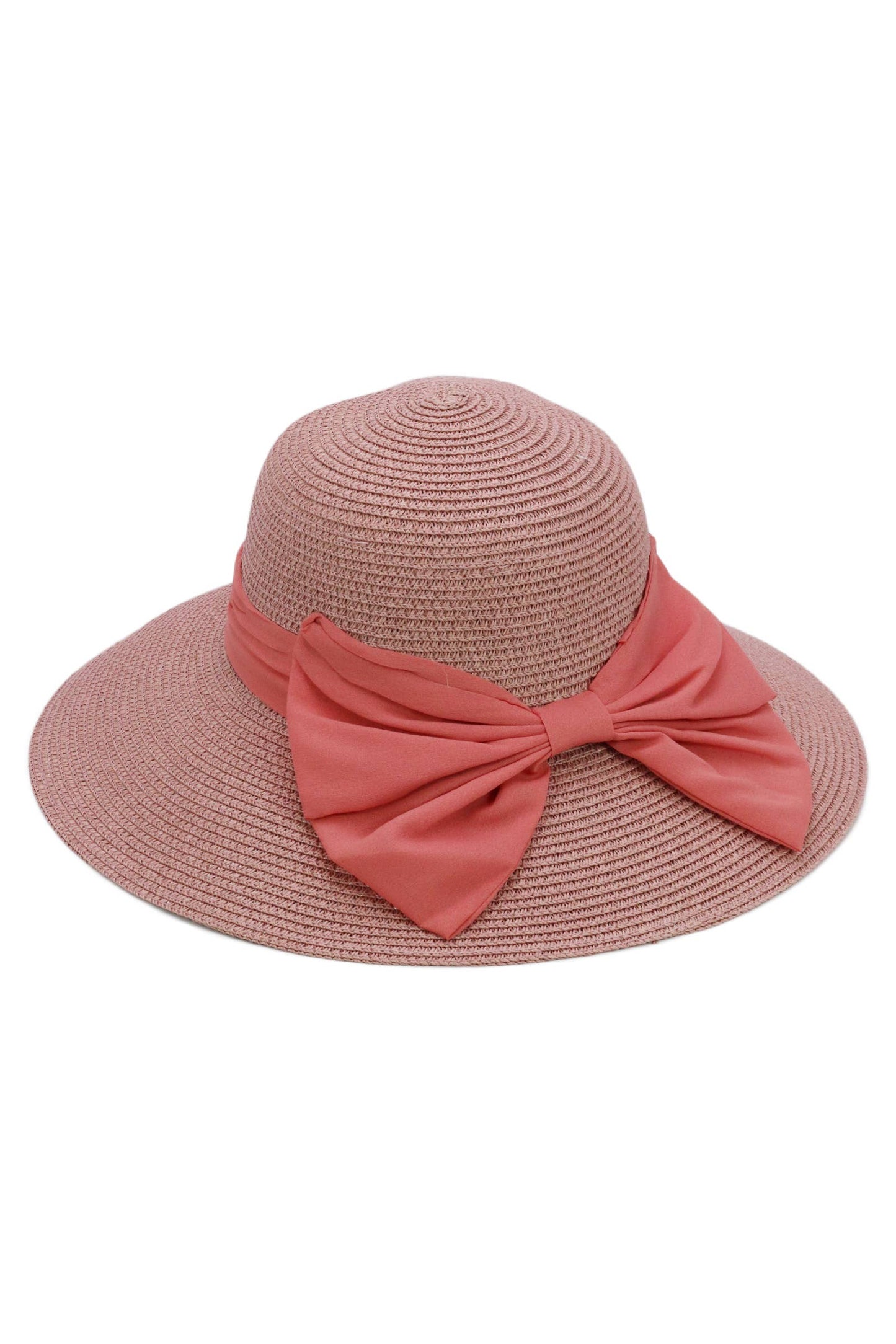 Satin Derby Bow Bucket Straw Sun Hat
