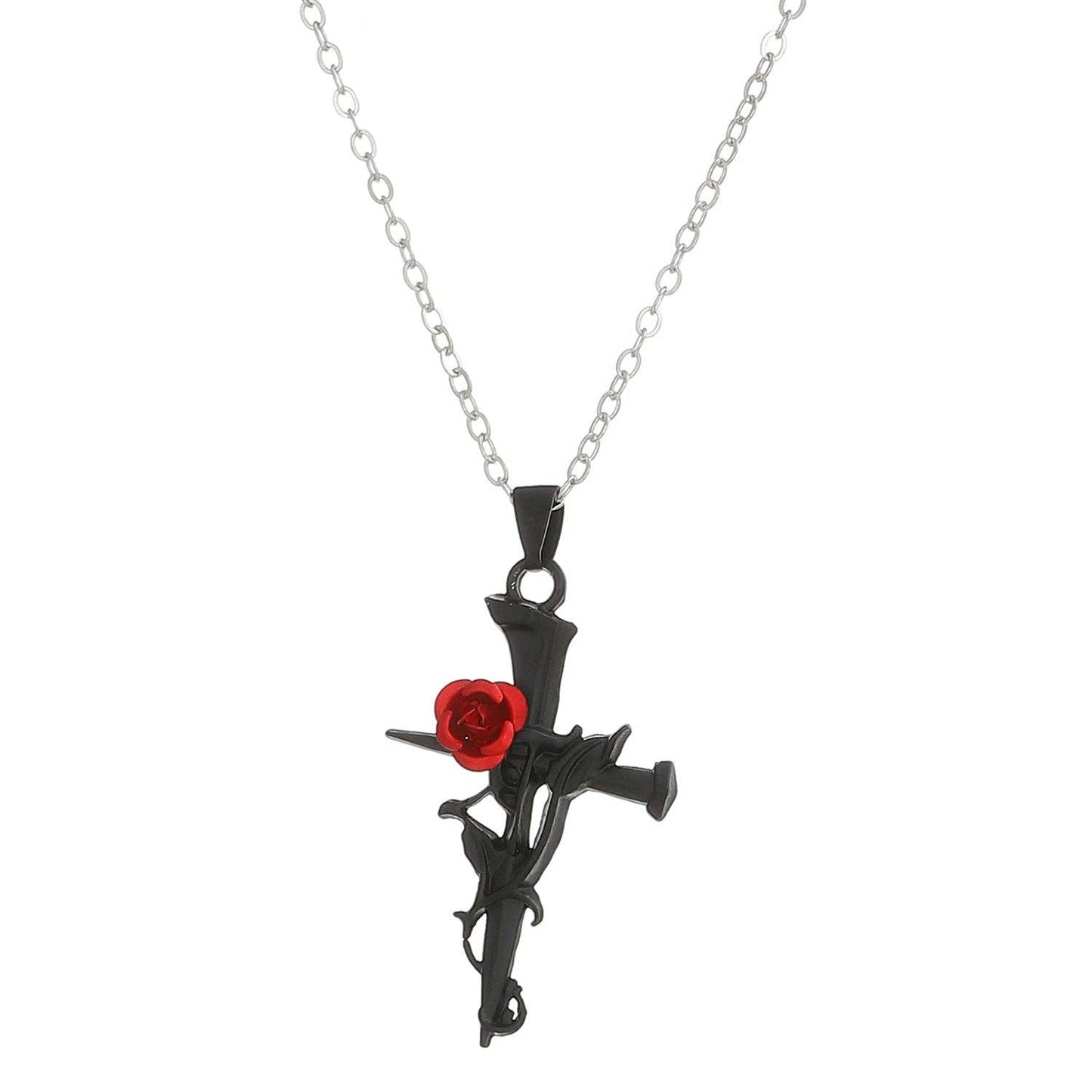 Gothic Heart Rose Flower Necklace for Women