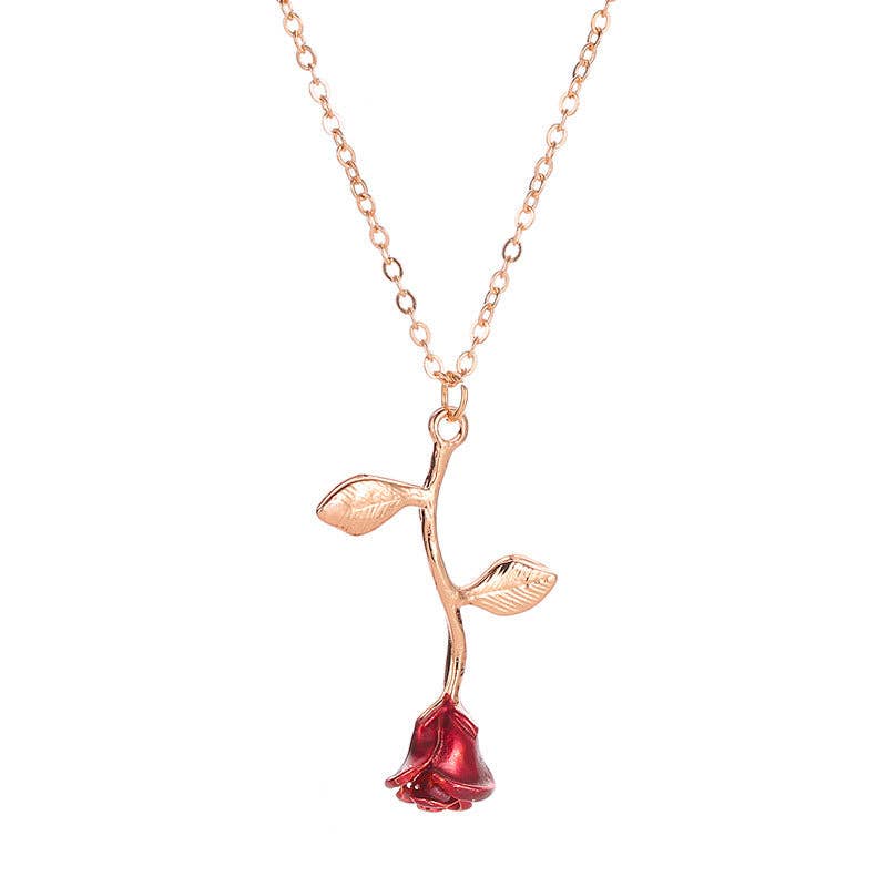 Gothic Heart Rose Flower Necklace for Women