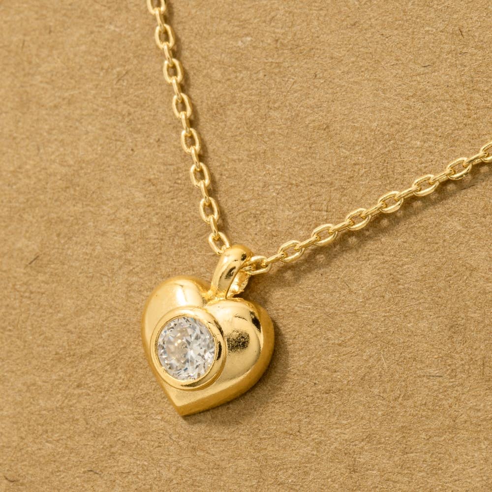 Mini Heart Rhinestone Pendant Necklace