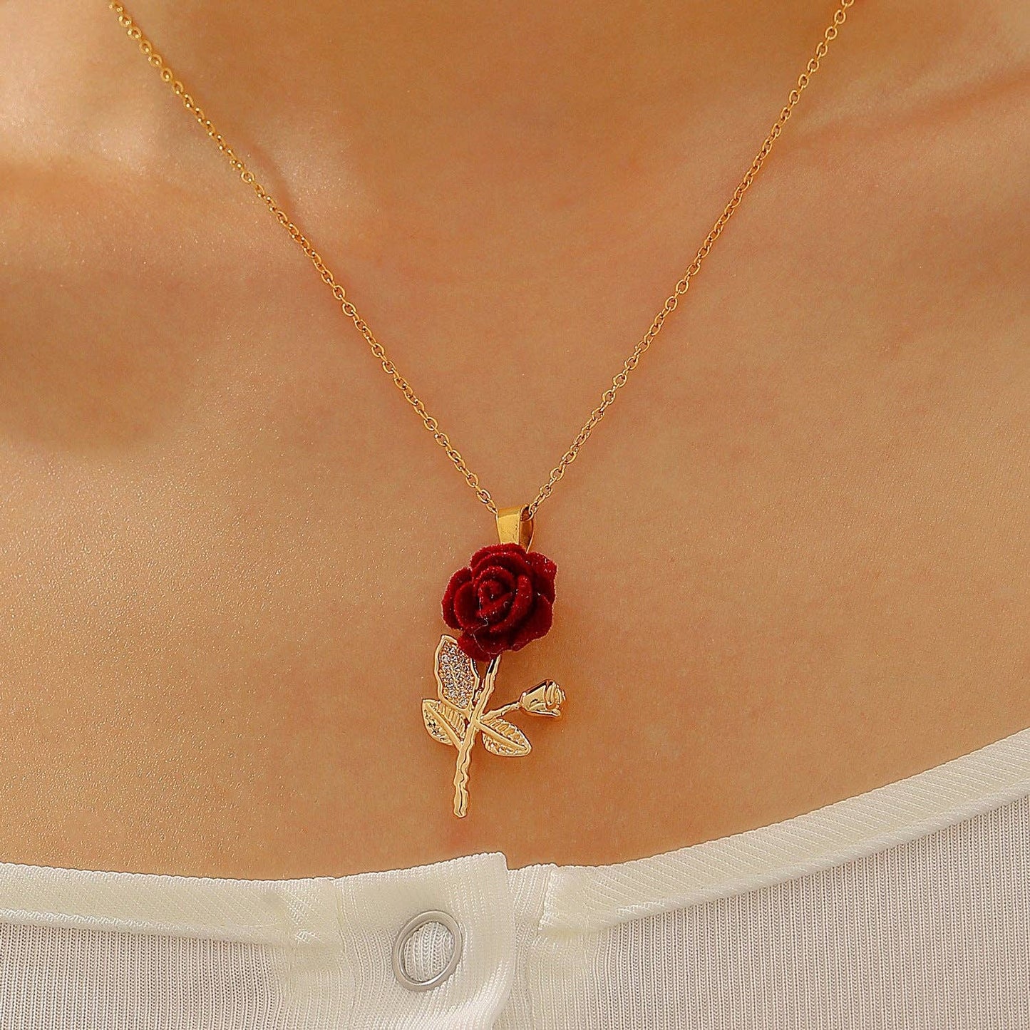 Gothic Heart Rose Flower Necklace for Women