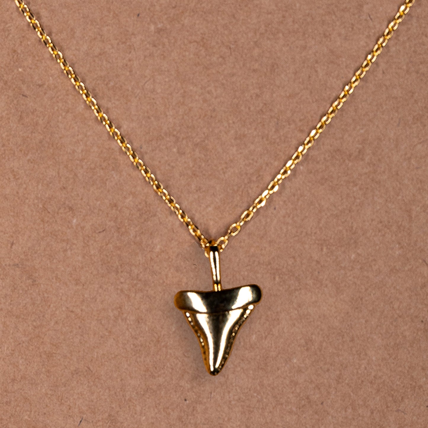 Gold Dipped Shark Tooth Pendant Necklace
