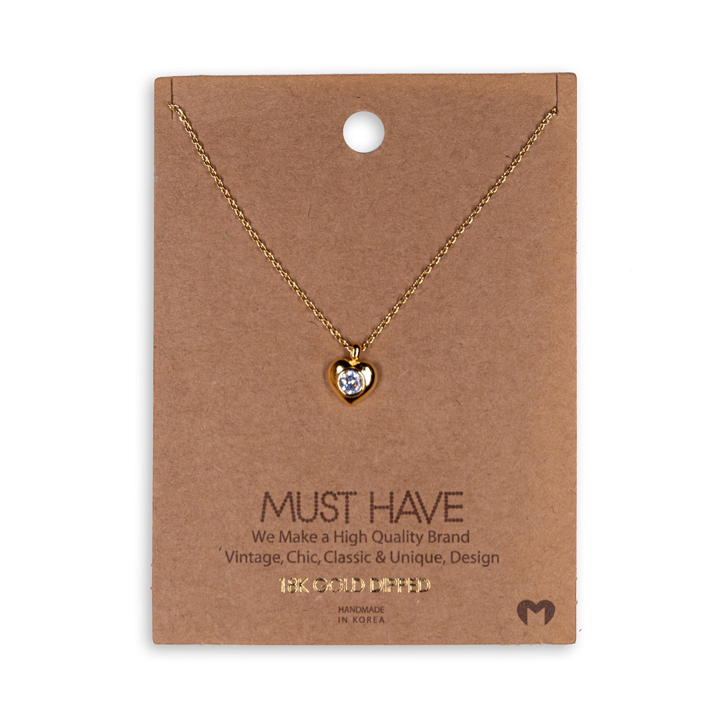 Mini Heart Rhinestone Pendant Necklace