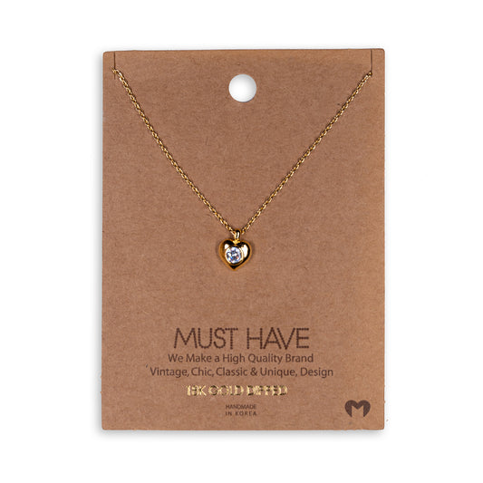 Mini Heart Rhinestone Pendant Necklace