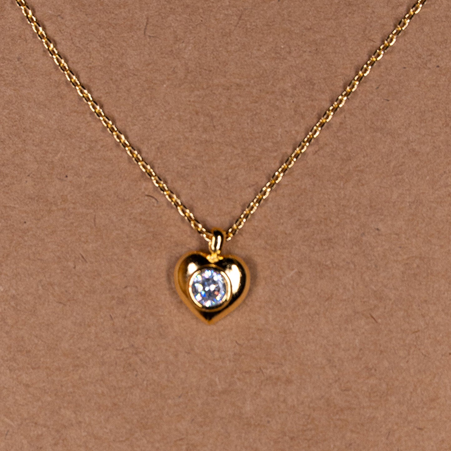 Mini Heart Rhinestone Pendant Necklace