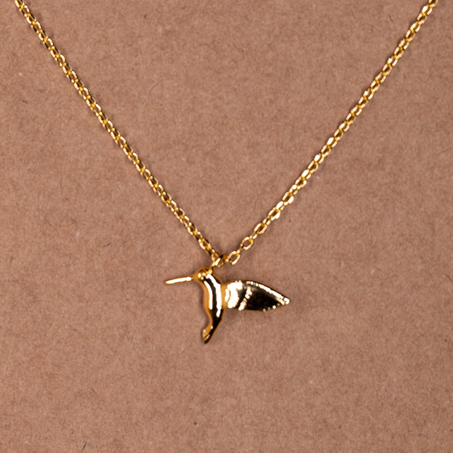 Gold Dipped Humming Bird Pendant Necklace