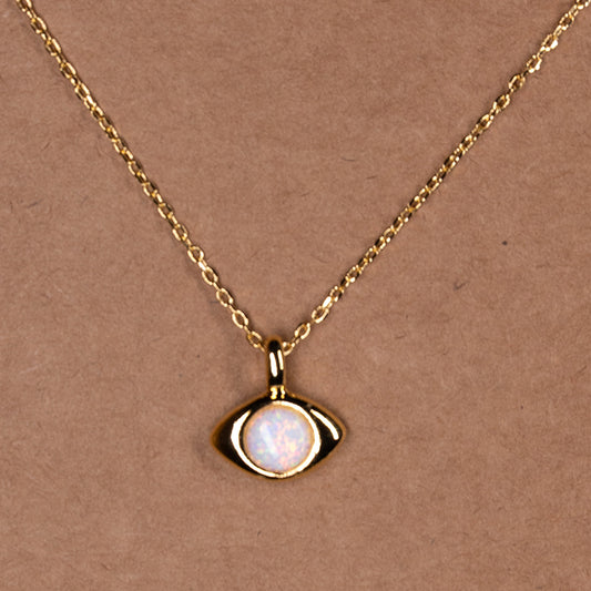 Opal Evil Eye Pendant Necklace