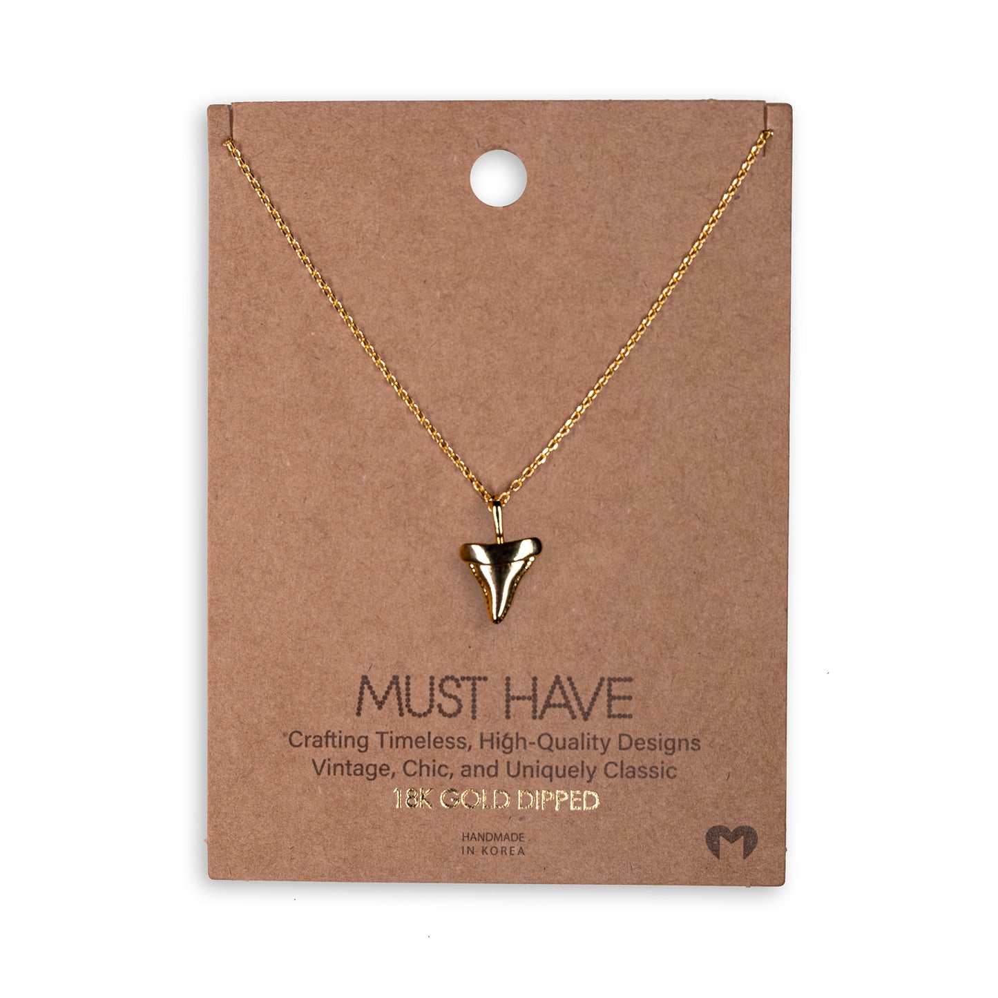 Gold Dipped Shark Tooth Pendant Necklace