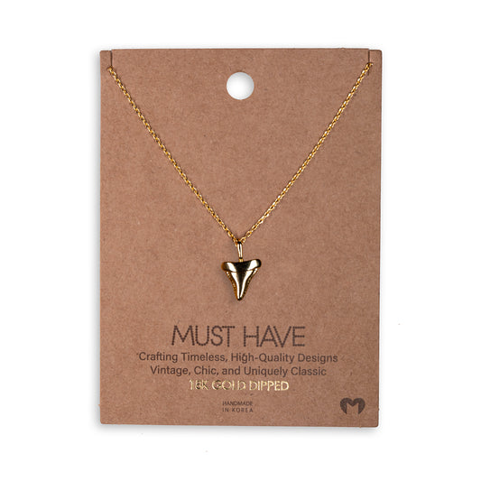 Gold Dipped Shark Tooth Pendant Necklace